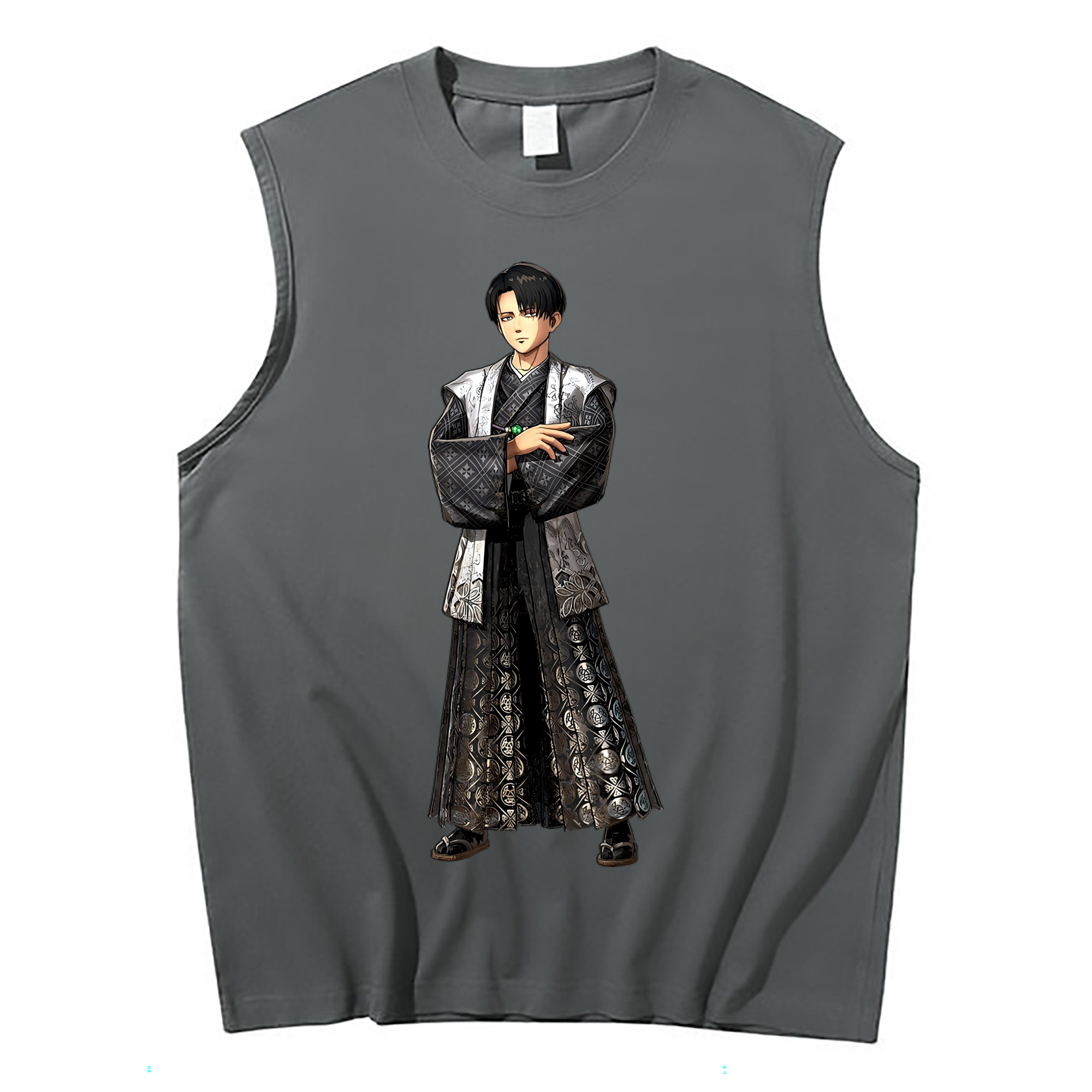 （画像用） 進撃の巨人 リヴァイ·アッカーマン Attack on Titan Levi Ackerman コットン100％タンクトップ（フロントプリント）
